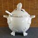 Nordstrom White Majolica Footed Tureen Ladel 30 Cup Artichoke Quimper