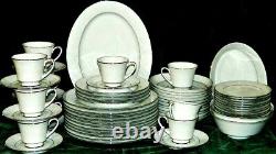 Noritake 6909 Ranier White On White 59 Pc Dinnerware Set Plates Bowls Cups +