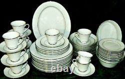 Noritake 6909 Ranier White On White 59 Pc Dinnerware Set Plates Bowls Cups +