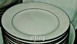 Noritake 6909 Ranier White On White 59 Pc Dinnerware Set Plates Bowls Cups +