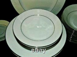 Noritake 6909 Ranier White On White 59 Pc Dinnerware Set Plates Bowls Cups +