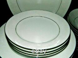 Noritake 6909 Ranier White On White 59 Pc Dinnerware Set Plates Bowls Cups +