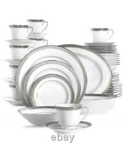 Noritake CRESTWOOD PLATINUM Fine China Dinnerware 50-Piece Set of Dishes For 8