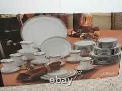 Noritake CRESTWOOD PLATINUM Fine China Dinnerware 50-Piece Set of Dishes For 8