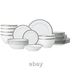 Noritake Charlotta Platinum 30-Piece Dinnerware Set, Service For 6