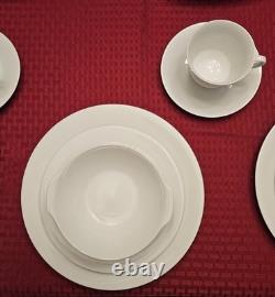 Noritake Commander White China Set 3/600 Made in Japan 8 Place Settings Mint