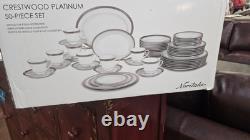 Noritake Crestwood Platinum 50-Piece Dinnerware Set Service for 8 Fine China