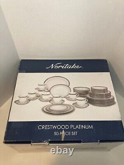 Noritake Crestwood Platinum 50pc China Dinnerware Set Service for 8 Missing 3Pcs