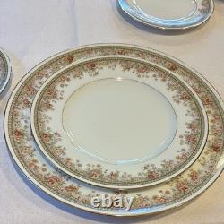 Noritake Ireland Morning Jewel 2767 Service for 10 China Set. White Pink Gold