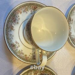 Noritake Ireland Morning Jewel 2767 Service for 10 China Set. White Pink Gold