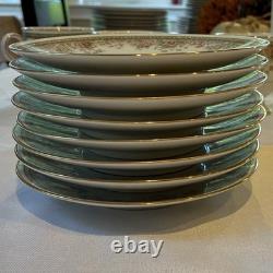 Noritake Ireland Morning Jewel 2767 Service for 10 China Set. White Pink Gold
