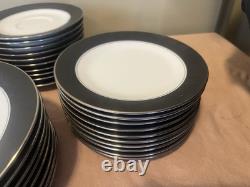 Noritake Mirano Dinnerware Black Etched Floral Service For 8-10. Total 37 Pcs