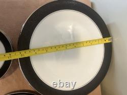 Noritake Mirano Dinnerware Black Etched Floral Service For 8-10. Total 37 Pcs