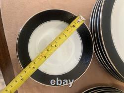 Noritake Mirano Dinnerware Black Etched Floral Service For 8-10. Total 37 Pcs