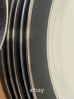 Noritake Mirano Dinnerware Black Etched Floral Service For 8-10. Total 37 Pcs