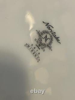 Noritake Mirano Dinnerware Black Etched Floral Service For 8-10. Total 37 Pcs