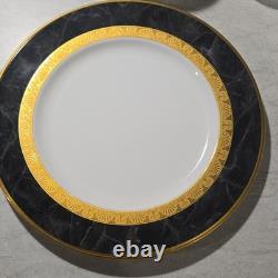 Noritake Opulence Bone China Dinner Service Set 15-Piece White Black Gold Marble