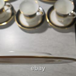 Noritake Opulence Bone China Dinner Service Set 15-Piece White Black Gold Marble