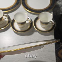 Noritake Opulence Bone China Dinner Service Set 15-Piece White Black Gold Marble
