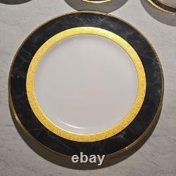 Noritake Opulence Bone China Dinner Service Set 15-Piece White Black Gold Marble