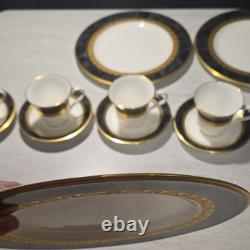 Noritake Opulence Bone China Dinner Service Set 15-Piece White Black Gold Marble