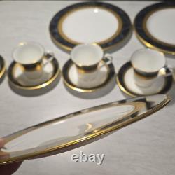 Noritake Opulence Bone China Dinner Service Set 15-Piece White Black Gold Marble