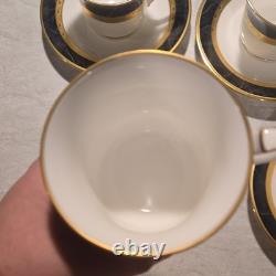 Noritake Opulence Bone China Dinner Service Set 15-Piece White Black Gold Marble