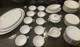 Noritake Silverdale 5594 White & platinum Trim? Dinner Set Plates, Bowls Cups Ect