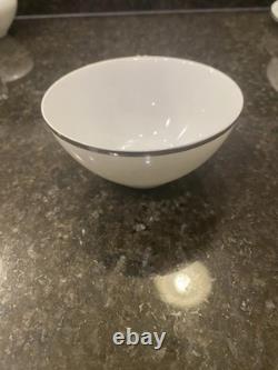 Noritake Silverdale 5594 White & platinum Trim? Dinner Set Plates, Bowls Cups Ect