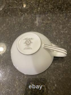 Noritake Silverdale 5594 White & platinum Trim? Dinner Set Plates, Bowls Cups Ect