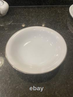 Noritake Silverdale 5594 White & platinum Trim? Dinner Set Plates, Bowls Cups Ect
