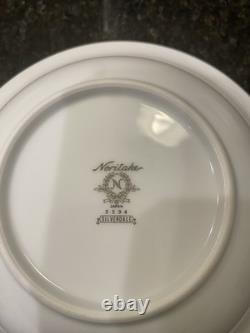Noritake Silverdale 5594 White & platinum Trim? Dinner Set Plates, Bowls Cups Ect