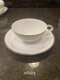 Noritake Silverdale 5594 White & platinum Trim? Dinner Set Plates, Bowls Cups Ect