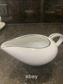 Noritake Silverdale 5594 White & platinum Trim? Dinner Set Plates, Bowls Cups Ect