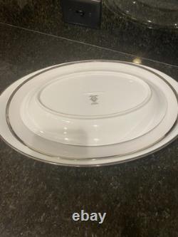 Noritake Silverdale 5594 White & platinum Trim? Dinner Set Plates, Bowls Cups Ect
