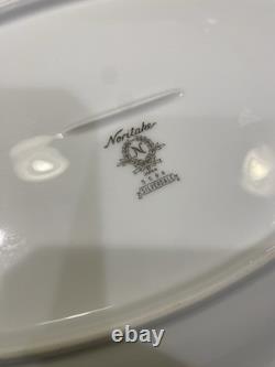 Noritake Silverdale 5594 White & platinum Trim? Dinner Set Plates, Bowls Cups Ect