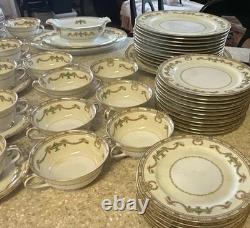 Noritake Vintage White & Gold Porcelain China Set 72 pieces Lorento 3852