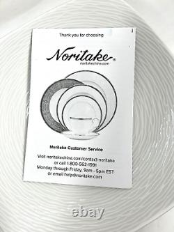 Noritake White on White Porcelain Square Swirl 16-Piece Dinnerware Set New