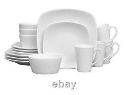 Noritake White on White Snow Square 16-Piece Dinnerware Set New In Original Box