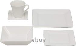 Nova Square 30 Pc Dinnerware Set, Cream White