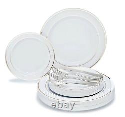 OCCASIONS Wedding Disposable Plastic Party Plates & Silverware set Combo