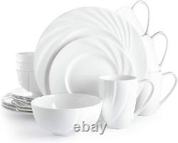 Ocean Bone China Dinnerware Set 16Pcs, round Plates Soup Bowls, Dinner Plates
