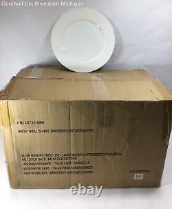 Open Box Mikasa Trellis 37 Piece Dinnerware Set White DEFECTS/MISSING PCS