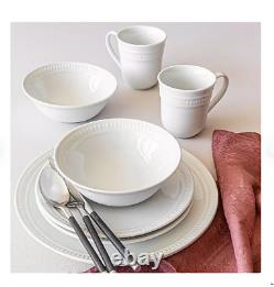 Over and Back 32-Piece White Embossed Porcelain Dinnerware #29