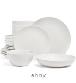 Over&back Coupe Dinnerware Set White Stoneware 16 Piece/4 Place Settings