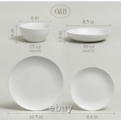 Over&back Coupe Dinnerware Set White Stoneware 16 Piece/4 Place Settings