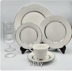Oxford (Lenox) Bone China White Echo Platinum Trim Full Set