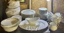 Oxford Lexington Bone China Dinnerware Platinum Trim Set of 66 Mint Condition