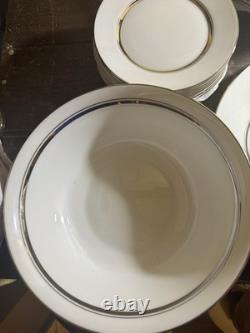 Oxford Lexington Bone China Dinnerware Platinum Trim Set of 66 Mint Condition