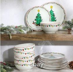 PEANUTS SNOOPY CHRISTMAS DINNER SET 18-Piece FINE CERAMIC DINNERWARE SET PLATES